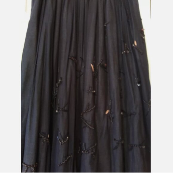 THE ROW Black 100% Cotton Skirt Boho Beaded long full length maxi embroidered - Picture 10 of 11